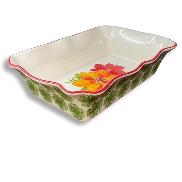 The Pioneer Woman Baking Dish 8x12x3 Christmas Poinsettia Holiday Oven Stoneware - Picture 4 of 9